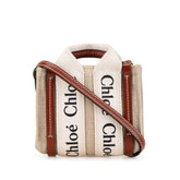 クロエ ウッディ ナノ ハンドバッグ ショルダーバッグ 2WAY ベージュ キャンバス レザー レディース Chloe 中古