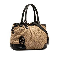 グッチ ディアマンテ スーキー ハンドバッグ ショルダーバッグ 2WAY 247902 ベージュ ブラック キャンバス レザー レディース GUCCI 中古