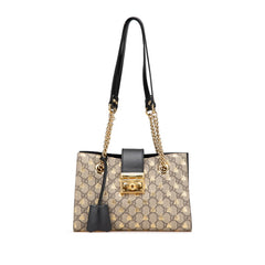 グッチ GGスモール パドロック ビー 蜂 チェーン ショルダーバッグ 498156 ベージュ ブラック PVC レザー レディース GUCCI 【中古】