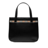 バーバリー ノバチェック ハンドバッグ ブラック マルチカラー キャンバス レザー レディース BURBERRY 中古