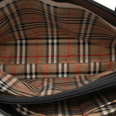 バーバリー ノバチェック ハンドバッグ ブラック マルチカラー キャンバス レザー レディース BURBERRY 【中古】