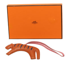 エルメス ルールー タイガー バッグチャーム ブラウン ネイビー ピンク アニョーミロ レディース HERMES 【中古】