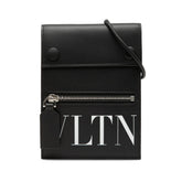 ヴァレンティノ VLTN ショルダーバッグ サコッシュ ブラック ホワイト レザー レディース VALENTINO 【中古】