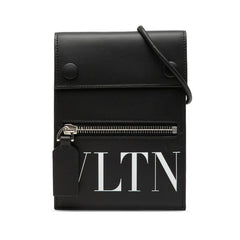 ヴァレンティノ VLTN ショルダーバッグ サコッシュ ブラック ホワイト レザー レディース VALENTINO 【中古】