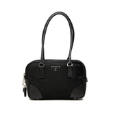 プラダ 三角ロゴプレート トートバッグ ショルダーバッグ ブラック ナイロン サフィアーノレザー レディース PRADA 中古