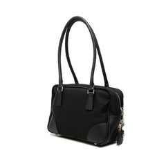 プラダ 三角ロゴプレート トートバッグ ショルダーバッグ ブラック ナイロン サフィアーノレザー レディース PRADA 中古