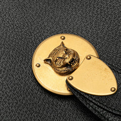 グッチ キャットヘッド ブリーフケース クラッチバッグ 495655 ブラック レザー メンズ GUCCI 【中古】