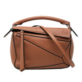 ロエベ アナグラム パズルバッグ ミニ ハンドバッグ ショルダーバッグ 2WAY ブラウン レザー レディース LOEWE 【中古】