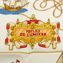 エルメス カレ90 VOILES DE LUMIERE 光の帆船 スカーフ 大判 ネイビー マルチカラー シルク レディース HERMES 中古