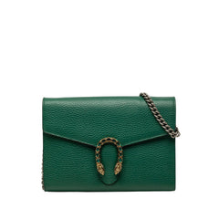グッチ デュオニソス チェーン ウォレット ショルダーバッグ 401231 グリーン ゴールド金具 PVC レザー レディース GUCCI 中古