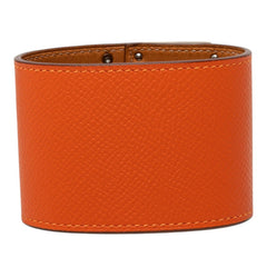 エルメス ケリードッグ エクストリーム ブレスレット #S オレンジ系 シルバー金具 レザー メタル レディース HERMES 中古