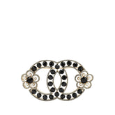 シャネル ココマーク 花 フラワー モチーフ ラインストーン ブローチ ゴールド ブラック メッキ フェイクパール レディース CHANEL 【中古】