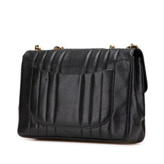 シャネル マドモアゼル ココマーク チェーン ショルダーバッグ ハンドバッグ ブラック キャビアスキン レディース CHANEL 【中古】