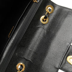 シャネル マドモアゼル ココマーク チェーン ショルダーバッグ ハンドバッグ ブラック キャビアスキン レディース CHANEL 【中古】