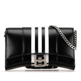 バレンシアガ ×adidas アディダス Hourglass アワーグラス 斜め掛け チェーンウォレット チェーンショルダーバッグ 656050 ブラック ホワイト レザー レディース BALENCIAGA 【中古】