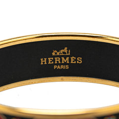 エルメス エマイユ 馬 花 モチーフ バングル ゴールド ブラック マルチカラー メッキ レディース HERMES 【中古】