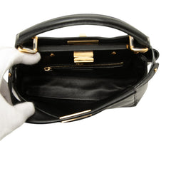 フェンディ ピーカブー ミニ ハンドバッグ ショルダーバッグ 2WAY 8BN244 ブラック レザー レディース FENDI 中古