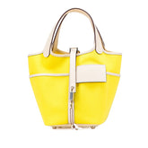 エルメス ピコタンロック カーゴPM ハンドバッグ ジョーヌシトロン ナタ イエロー アイボリー ヴォースイフト トワルゴエラン レディース HERMES 【中古】