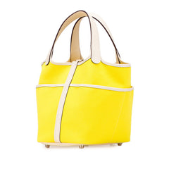 エルメス ピコタンロック カーゴPM ハンドバッグ ジョーヌシトロン ナタ イエロー アイボリー ヴォースイフト トワルゴエラン レディース HERMES 【中古】