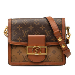 ルイ ヴィトン モノグラム リバース ドーフィーヌ ミニ ショルダーバッグ M44580 ブラウン PVC レザー レディース LOUIS VUITTON 【中古】