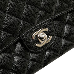 シャネル マトラッセ ココマーク Wフラップ チェーン ショルダーバッグ ハンドバッグ ブラック シルバー キャビアスキン レディース CHANEL 【中古】