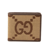 グッチ ジャンボGG 二つ折り財布 699308 ブラウン ベージュ キャンバス レザー レディース GUCCI 【中古】