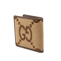 グッチ ジャンボGG 二つ折り財布 699308 ブラウン ベージュ キャンバス レザー レディース GUCCI 【中古】