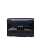 シャネル ココマーク ボーイシャネル カードケース 名刺入れ ネイビー ブラック ラムスキン レディース CHANEL 【中古】