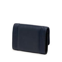 シャネル ココマーク ボーイシャネル カードケース 名刺入れ ネイビー ブラック ラムスキン レディース CHANEL 【中古】