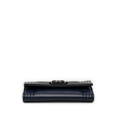 シャネル ココマーク ボーイシャネル カードケース 名刺入れ ネイビー ブラック ラムスキン レディース CHANEL 【中古】