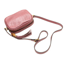 グッチ マイクログッチシマ バンブー ショルダーバッグ 309538 ピンク レザー レディース GUCCI 【中古】