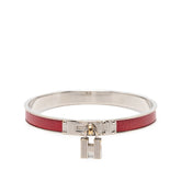 エルメス ケリー H カデナ バングル ブレスレット シルバー レッド メタル レザー レディース HERMES 【中古】