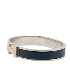 エルメス クリックH GM ブレスレット バングル シルバー ネイビー メタル レディース HERMES 【中古】