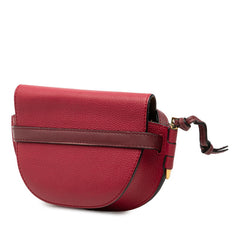 ロエベ アナグラム ゲート ミニ 斜め掛け ショルダーバッグ レッド ボルドー レザー レディース LOEWE 【中古】