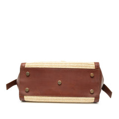 サンローラン ベイビー ダウンタウン カバス ハンドバッグ ショルダー 斜め掛け 2WAY 436834 ベージュ ブラウン ラフィア レザー レディース SAINT LAURENT 【中古】