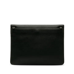 エム シー エム フラット ショルダーバッグ ブラック ホワイト レザー レディース MCM 中古