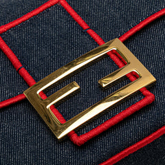 フェンディ マンマバケット ハンドバッグ ワンショルダーバッグ 2WAY 8BR771 ブルー レッド デニム レディース FENDI 【中古】