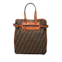 フェンディ ズッカ トートバッグ ハンドバッグ 8BN168 ブラウン キャンバス レザー レディース FENDI 【中古】