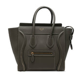 セリーヌ ラゲージ マイクロショッパー ハンドバッグ グレー系 カーキグリーン レザー レディース CELINE 【中古】