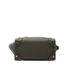 セリーヌ ラゲージ マイクロショッパー ハンドバッグ グレー系 カーキグリーン レザー レディース CELINE 【中古】