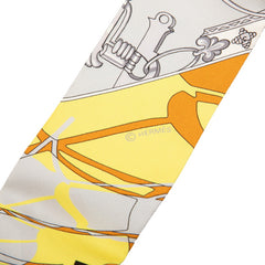 エルメス ツイリー カレーシュ ハミとボトル Mors et Bouteilles スカーフ ブラウン グレー シルク レディース HERMES 【中古】