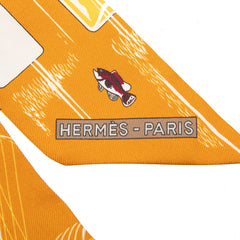 エルメス ツイリー カレーシュ ハミとボトル Mors et Bouteilles スカーフ ブラウン グレー シルク レディース HERMES 【中古】