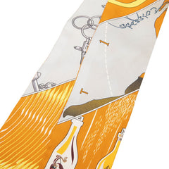 エルメス ツイリー カレーシュ ハミとボトル Mors et Bouteilles スカーフ ブラウン グレー シルク レディース HERMES 【中古】
