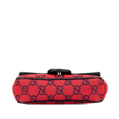 グッチ GGキャンバス GGマーモント チェーンショルダーバッグ 661332 レッド ネイビー キャンバス レザー レディース GUCCI 【中古】
