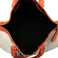 グッチ GGスプリーム ジョイライン ハンドバッグ ミニボストン 189895 オレンジ ホワイト ブラック PVC レザー レディース GUCCI 【中古】