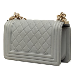シャネル ココマーク ボーイシャネル20 チェーン ショルダーバッグ グレー ゴールド金具 ラムスキン レディース CHANEL 中古