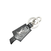 ルイ ヴィトン LV クロッシュ クレ キーリング キーホルダー M68020 ブラック シルバー レザー メタル レディース LOUIS VUITTON 【中古】