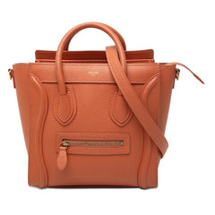 セリーヌ ラゲージ ナノ ショッパー ハンドバッグ ショルダーバッグ 2WAY ブラウン系 レザー レディース CELINE 【中古】