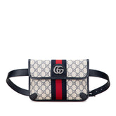 グッチ GGスプリーム オフィディア ウエストバッグ ボディバッグ 674081 ベージュ ネイビー PVC レザー レディース GUCCI 【中古】