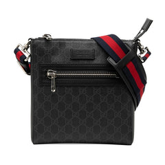 グッチ GGスプリーム スモール メッセンジャーバッグ ショルダーバッグ 523599 ブラック PVC レザー メンズ GUCCI 【中古】
